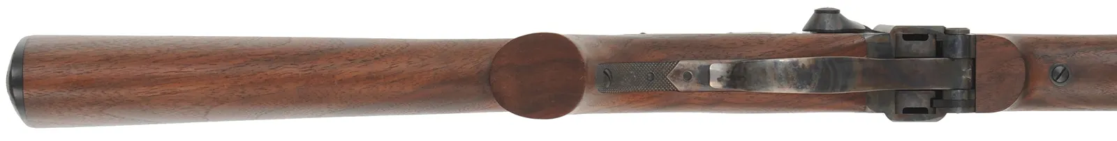 1874 Sharps No. 3 Sporting Rifle,
caliber .45-70 Gov't., 30" octagon barrel, 
pistol grip, walnut,  pewter forend cap,
blade and buckhorn sights, used, by Shiloh Sharps