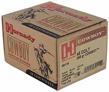 .45 Long Colt Cowboy Ammunition,
255 grain Cowboy swaged lead bullet, 20 per box,
Hornady