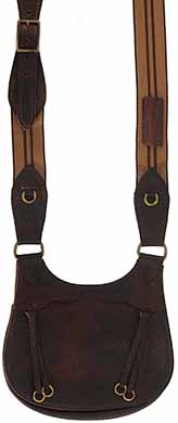 Eastern Style Hunting Pouch,
elk tanned leather, 10-1/2" by 8",
plain front flap with game keepers