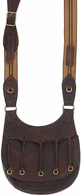 Hunting Pouch, 
elk tanned leather, 
11" by 10", plain front flap with game keepers