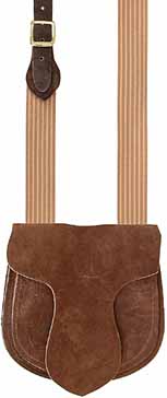 Possibles bag, suede leather,
8-3/4" by 8", beaver tail flap