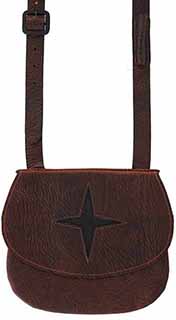 Medium Primitive Hunter's Pouch, 
elk tanned leather, 9" by 9",
star inlay, leather strap