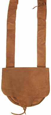 Possibles bag, 
suede leather, 9" by 8",
semi-beaver tail flap