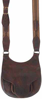 Hunting Pouch, 
elk tanned leather, 11-1/2" by 10", beaver tail flap