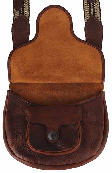Used Hunting Pouch, 
elk tanned leather, 11-1/2" by 10", beaver tail flap