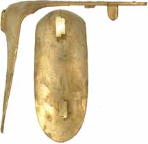  1746 Brown Bess Buttplate , wax cast brass Overall length 5-3/8", width 2-1/16", comb 6-1/16".