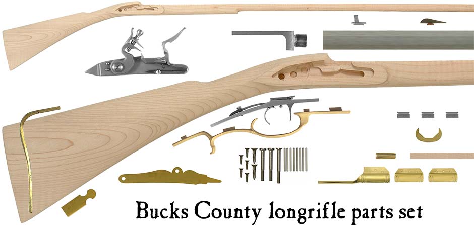 Build Track's Bucks County flint lock longrifle parts set
with 13/16", or 7/8" octagon barrel