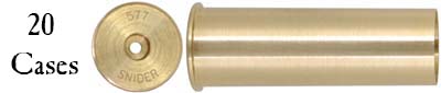 Cartridge Case,
.577-Snider, unprimed brass,
use large rifle primer, correct head stamp, made in the U.S.A. 
20 pieces