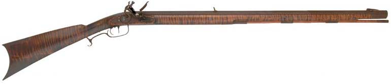 Build Track's Early Tennessee longrifle kit,
flintlock, traditional iron trim,
with 15/16" octagon barrel in popular calibers