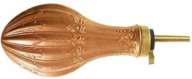 Powder Flask,
French fluted
embossed copper,
accepts 10-1mm threaded spouts