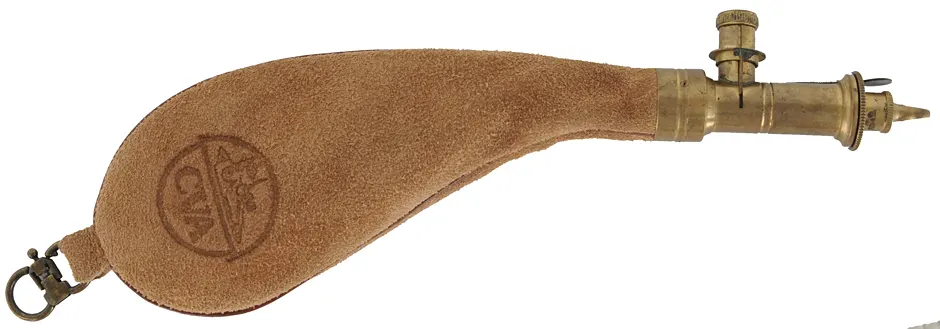 Used Shot Flask,
adjustable brass
Irish charger head,
sueded leather bag,
by Davide Pedersoli