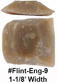 French amber gun flint, 1-1/4 x 1-1/2" for musket size locks. We are temporarily limiting purchase of this item to twelve per order. We will manually edit your order if your order exceeds that amount.
