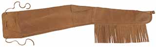 Gun case, fringed suede leather, accepts carbines & rifles up to 40" long