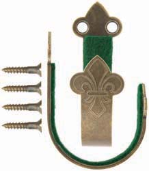 Gun hook, colonial antiqued brass, lined pair