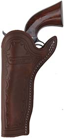 Slim Jim Holster, left hand,
5-1/2" barrel, brown leather,
fits Colt Single Action Army revolvers and others