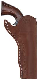 Slim Jim Holster, right hand,
5-1/2" barrel, brown leather,
fits Colt Single Action Army revolvers and others