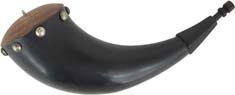 Buffalo Powder Horn,
medum size from real American Bison,
beautifully hand made,
ideal for a Hawken or Plains rifle