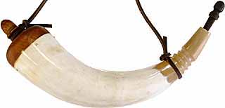 Powder Horn,
large, over 11" long,
white, polished