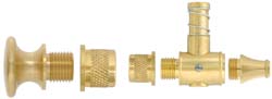 Brass horn measure valve, pouring spout, large base plug & bushings