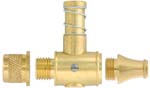 Brass horn measure valve, pouring spout and small bushing