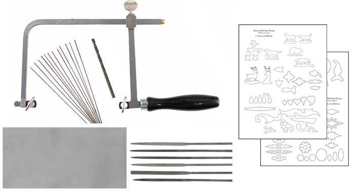 Create your own nickel silver rifle inlays, sheet metal, files, saw,  blades, drill and instruction sheet - Track of the Wolf