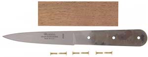 Knife kit includes: 1 Blade-RIP-04, 3 brass rivets and 1 KP-Walnut-S