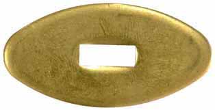 Oval Knife Guard #1, 15/16" wide by 1-7/8" long, 5/64" thick, small retangular slot 1/8" wide by 3/8" long, brass