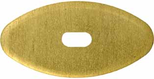 Oval Knife Guard #1, 15/16" wide by 1-7/8" long,, 1/8" thick, large oval slot 3/16" wide by 1/2" long, brass
