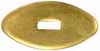 Oval Knife Guard #2, 13/16" wide by 1-5/8" long, 1/4" thick, large retangular slot 3/16" wide by 1/2" long, brass