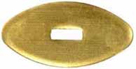 Oval Knife Guard #2, 13/16" wide by 1-5/8" long, 5/64" thick, small retangular slot 1/8" wide by 3/8" long, brass