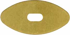 Oval Knife Guard #2, 13/16" wide by 1-5/8" long, 1/8" thick, large oval slot 3/16" wide by 1/2" long, brass