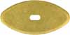 Oval Knife Guard #2, 13/16" wide by 1-5/8" long, 1/8" thick, small oval slot 1/8" wide by 3/8" long, brass