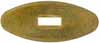 Oval Knife Guard #3, 11/16" wide by 1-5/8" long, 3/16" thick, small oval slot 1/8" wide by 3/8" long, brass