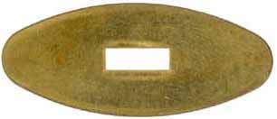 Oval Knife Guard #3, 11/16" wide by 1-5/8" long, 1/8" thick, large rectangular slot 3/16" wide by 1/2" long, brass