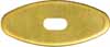 Oval Knife Guard #3, 11/16" wide by 1-5/8" long, 1/4" thick, large oval slot 3/16" wide by 1/2" long, brass