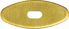 Oval Knife Guard #3, 11/16" wide by 1-5/8" long, 1/8" thick, large oval slot 3/16" wide by 1/2" long, brass