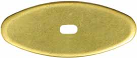 Oval Knife Guard #3, 11/16" wide by 1-5/8" long, 5/64" thick, small oval slot 1/8" wide by 3/8" long, brass