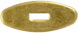 Oval Knife Guard #4, 5/8" wide by 1-1/2" long, 5/64" thick, large rectangular slot 3/16" wide by 1/2" long, brass