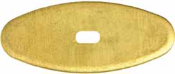 Oval Knife Guard #4, 5/8" wide by 1-1/2" long, 1/8" thick, small oval slot 1/8" wide by 3/8" long, brass