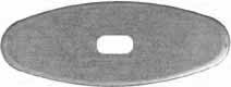 Oval Knife Guard #5, 1/2" wide by 1-11/32" long, 1/16" thick, small oval slot 1/8" wide by 3/8" long, nickel silver