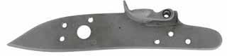 Lock plate, right, with pan bridle, 4.87" by 0.82", wax cast steel, tapped 6-40