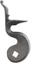 cock, right, wax cast steel, 1.49" throw, tapped 1/4-28
