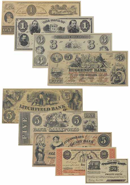 Union Banknote, 1865. /Nstate Of Pennsylvania Banknote For One Dollar  Issued By The Bank Of Montgomery County, 1865, And Featuring Portraits Of  Four Union Officers From Montgomery County (Clockwise From Top Left