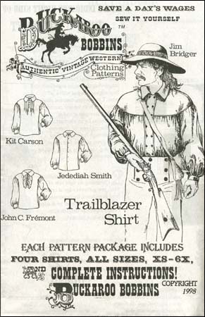 Pattern for Trailblazer Shirt, Jim Bridger, Kit Carson, Jedediah Smith ...