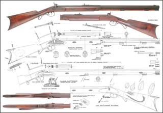 Plan Drawing,
full exact size,
Hawken halfstock & fullstock rifles