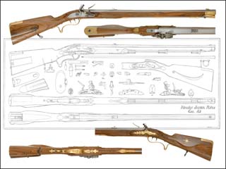 Plan drawing,
full exact size,
T.W. Pistor Hessian Jaeger Rifle