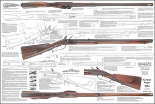 Plan drawing,
full exact size, with tips for assembly,
Jaeger rifle