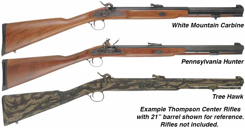 Ramrod for Thompson Center White Mountain Carbine & Pennsylvania Carbine, 
3/8" brown Delrin nylon, 21-5/8" long. 
Brass tips are threaded 10-32 at rear, with tempered steel ball puller hidden under the .50 caliber cleaning jag.
Made in the U.S.A. 