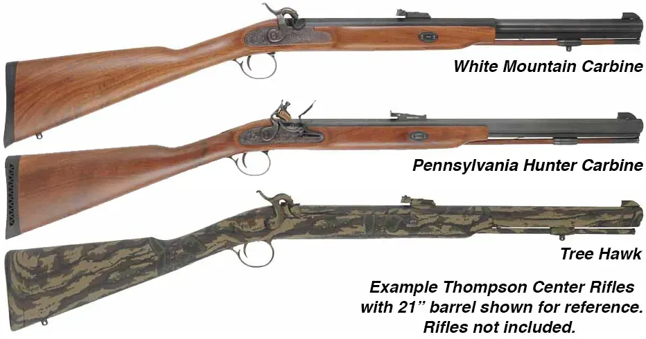 Ramrod for Thompson Center White Mountain Carbine & Pennsylvania Carbine,
 3/8" brown Delrin nylon, 21-5/8" long. 
Brass tips are  threaded 10-32 at rear, 8-32 at front.
Made in the U.S.A.