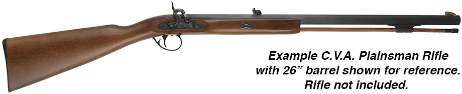 Ramrod for CVA Plainsman Rifle,
3/8" hickory, 25-1/2" long. 
Brass tips are threaded 10-32 at rear, 8-32 at front.
Made in the U.S.A. 